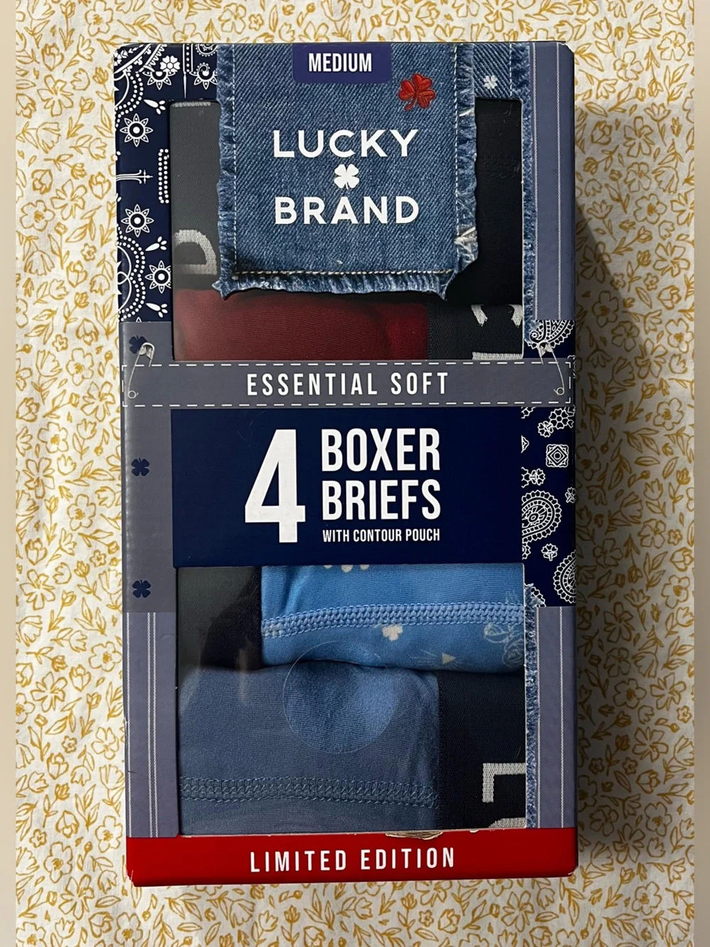 Lucky Brand Men's  4-Essential Soft Boxer Briefs Medium  (32-34)